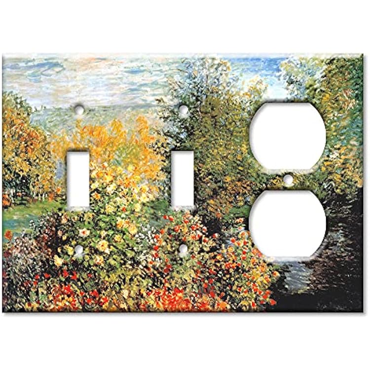 Art Plates - 3 Gang Combination OVERSIZED Switch Plate - OVER SIZE Decorative Metal Wall Plate - Toggle - Toggle - Outlet - Monet: Stiller Winkel - Made in USA