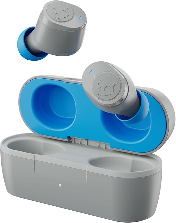 Skullcandy Jib True XT 2 Wireless Earbuds, Noise Isolating Bluetooth Headphones with Charging Case, Light Gray Blue