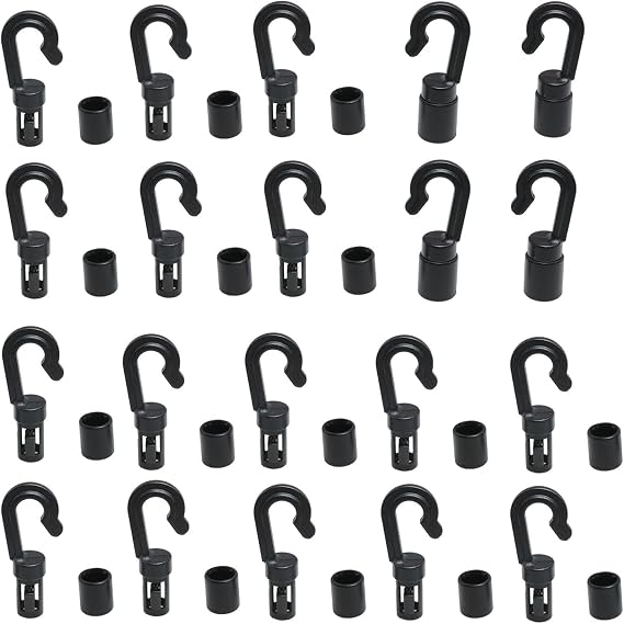 20 Pack Bungee Cord Hooks for 1/8 Inch Shock Cord