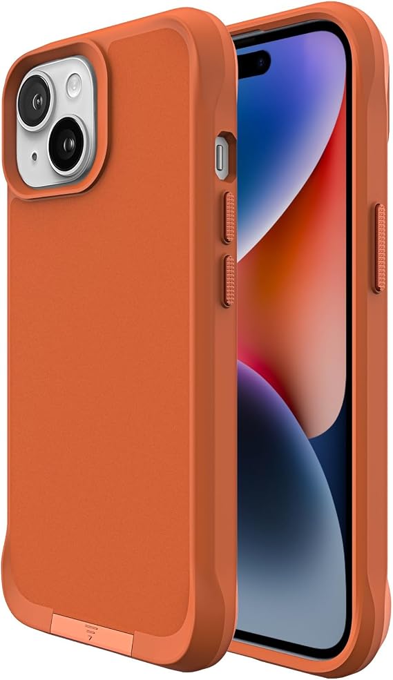 Bix iPhone 15 Vortex MagSafe Kılıf Stand Özellikli 3X Korumalı Mikro Fiber İç Yüzey Turuncu