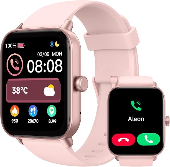 TOOBUR Smart Watch for Women Alexa Built-in, IP68 Waterproof Swimming, 1.8" Fitness Watch with Answer&Make Call/Heart Rate/Step Counter/Sleep Tracker/100 Sports, Compatible Android iOS
