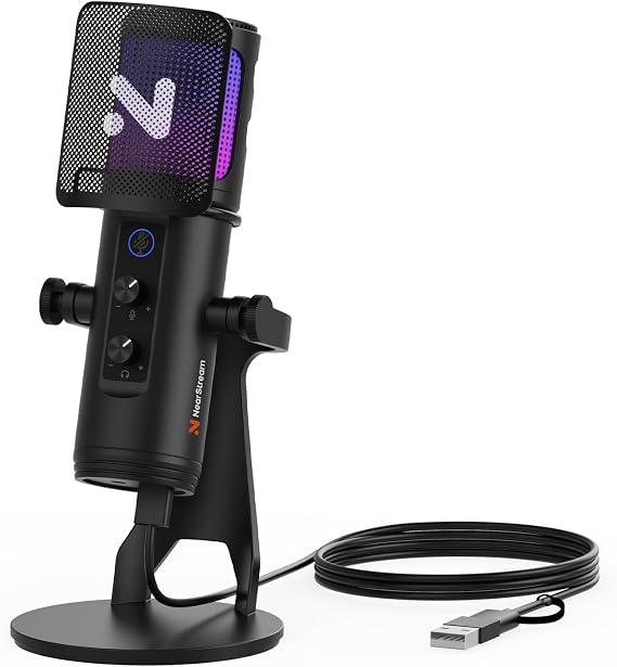 NearStream USB Gaming Microphone for PC, Noise Canceling and RGB Lighting