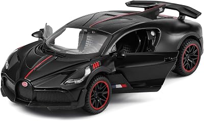 Bugatti Divo Diecast Metal Model Cars for Boy Toys Age 3-12 Pull Back Vehicles with Music Doors and Hood Can Be OpenedBlack