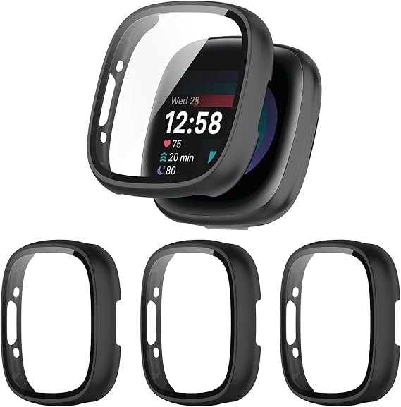 3 Pack for Fitbit Sense 2 / Versa 4 Screen Protector Case