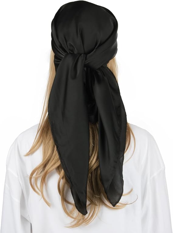 RIIQIICHY Head Hair Square Scarf for Women Like Silk Satin Bandanas 35 Inch Wraps for Sleeping
