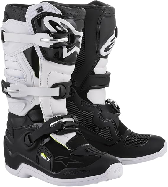 Alpinestars Stella Tech 3 Women's Motorcycle Boots, CE-Certified Off-Road Gear, Durable & Lightweight Motocross Protection, 6, Black/White