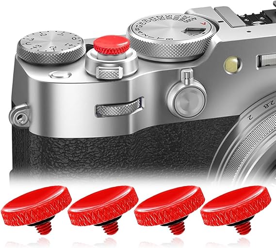 Camear Shutter Button Metal Brass Knurled Soft Shutter Release Button Camera Button for Better Balance and Grip (Red)