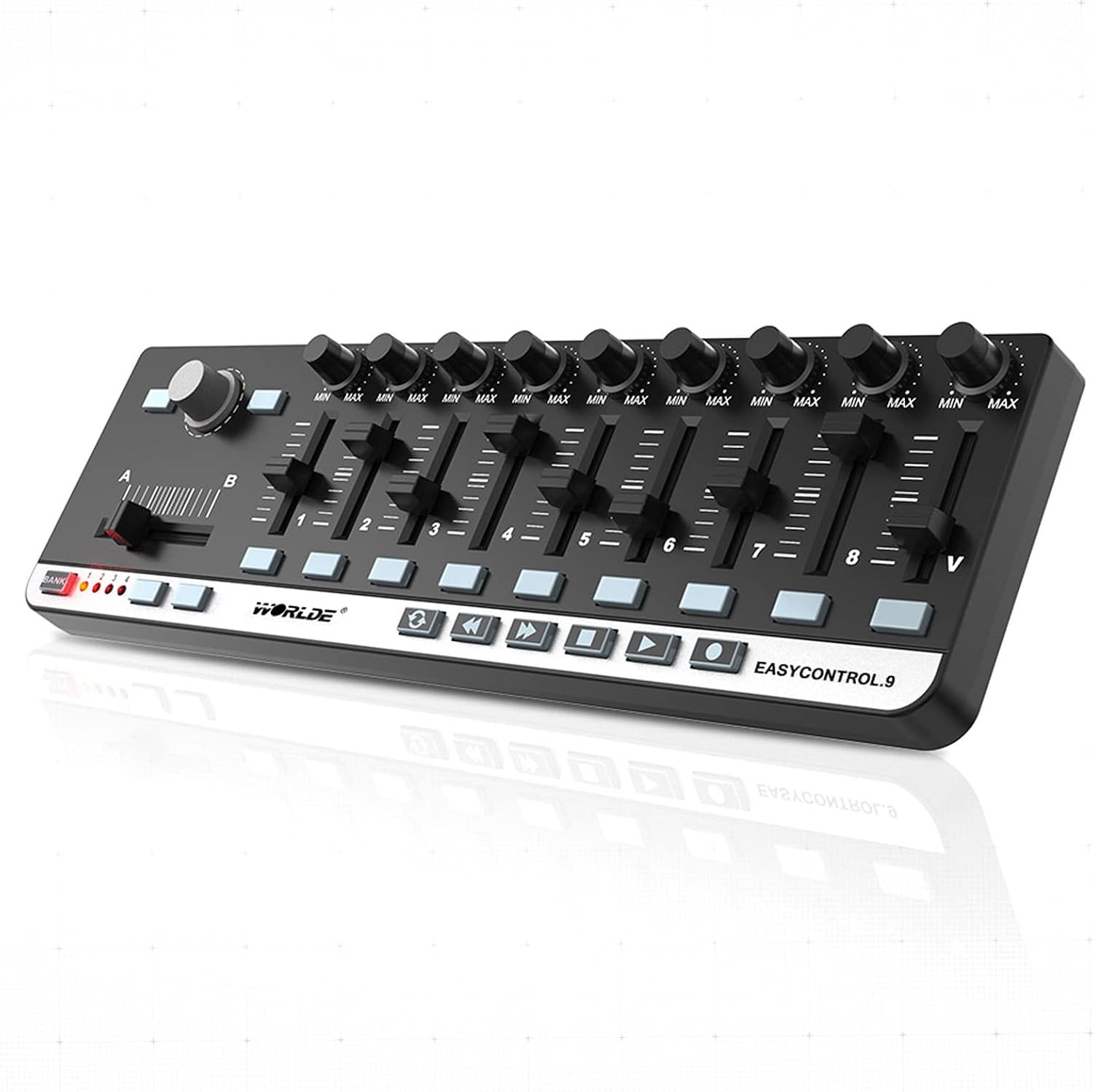 MIDI Controller, Portable Mini USB9 Slimline Control MIDI Controller