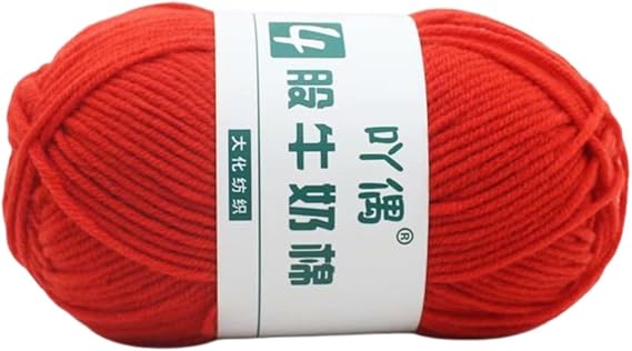 4 Strands Milk Cotton Yarn, Soft Premium Knitting Crochet Yarn, DIY Hand Knitting Yarn for Craft Projects, Sweater, Scarf, Amigurumi Doll Making (Red b)