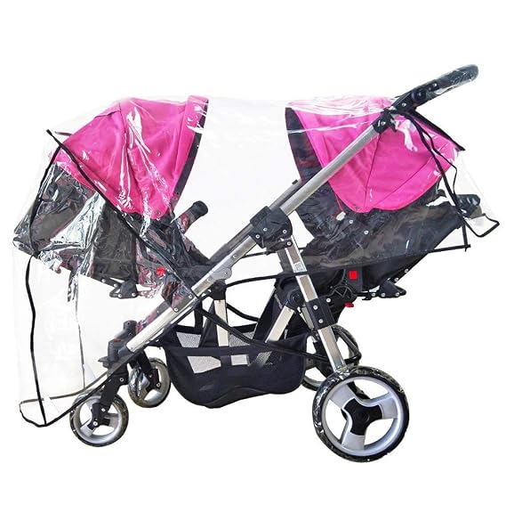 Weather Shield Double Stroller Rain Cover Twin Tandem Universal Size