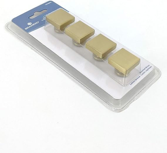 Brainerd Brushed Brass Square Cabinet Knobs 4-Pack