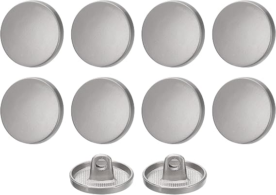 HARFINGTON 10pcs 24L Metal Round Flat Sewing Buttons 15mm Alloy Shank Craft Replacement Button for Men Women Suit Woolen Coat Shirt Trousers Sewing Crafts, Grey