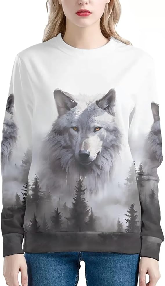 AmzPrint Ugly Christmas Sweatshirt For Women Snowflake Sweatshirts Crewneck Pullover Casual Xmas Tee Tops