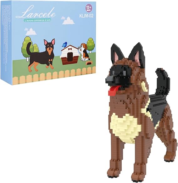 Larcele Micro Building Blocks Set, DIY Mini Building Toy Bricks for Age over 12 Years, 1254 Pieces KLJM-02 (German Shepherd Dog)