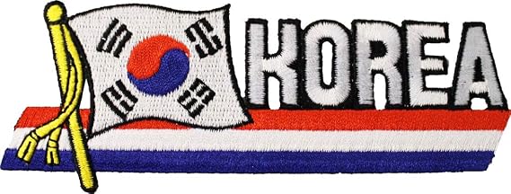 South Korea Flag Embroidered Sew on/Iron on Cutout Patch, Approx. Size 1.75" x 4.75"