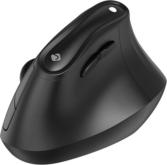 J-Tech Digital Wireless Mouse, Vertical Ergonomic Mouse with 2.4G Wireless & Bluetooth for 3 Multi-Device Function, Adjustable DPI Modes, Compatible with PC, Mac, Laptop - Black