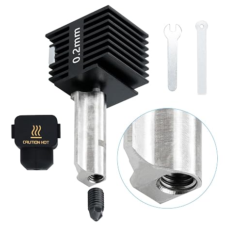 Speed Hot End A1 Mini A2L Extrusion Head Kit A 0.2mm Hardened Steel Nozzle Chrome Plated Brass Heating Block Silicone Sock Integrated Structure for Bambu Lab A1/A1 Min 3D Printers only