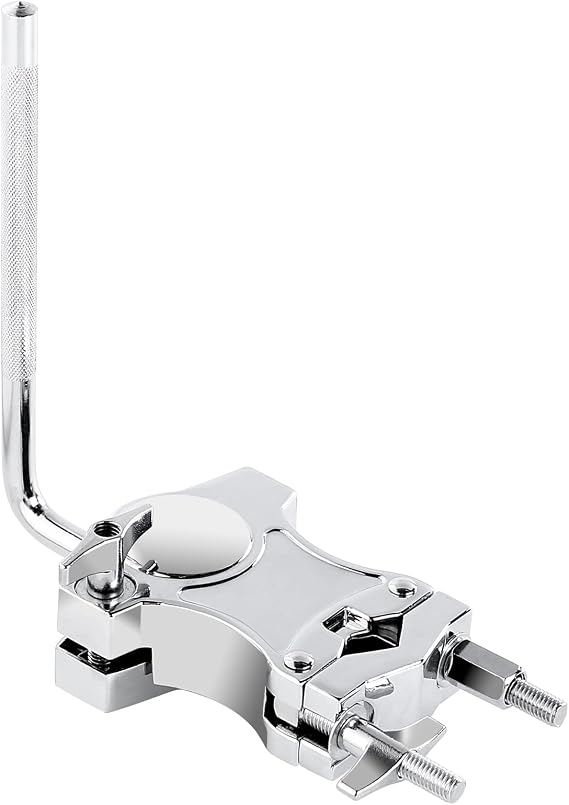 L-Rod Cowbells Clamp,Silver Drum Clamp Cowling Mounting Bracket Expansion Clamp, Adjustable Percussion Drum Set Cowbell Bracket for Toms, Cowbells, Clappers, etc.