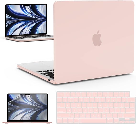 IBENZER MacBook Air 13 inch Case 2026 2025 2024 2023 2022 M4 A3240 M3 A3113 M2 A2681,Hardshell Case w/KeyboardCover ScreenFilm for MacBook air 13.6 inch case, Sakura Pink, KK-SKPK+2