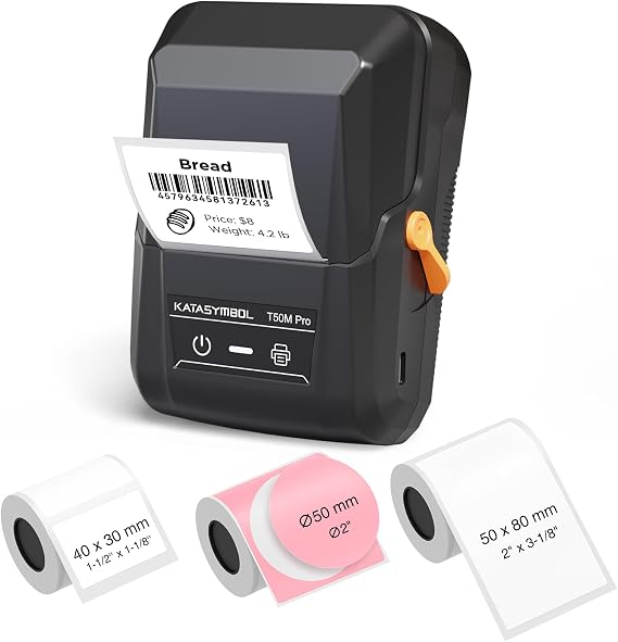 SUPVAN T50M Pro Bluetooth Label Maker Machine with 3 Tapes, Set 1 | Wide Waterproof Label, High Image Quality, App with 30 Fonts and 660+ Icons, Inkless, for School, Home, Small Business