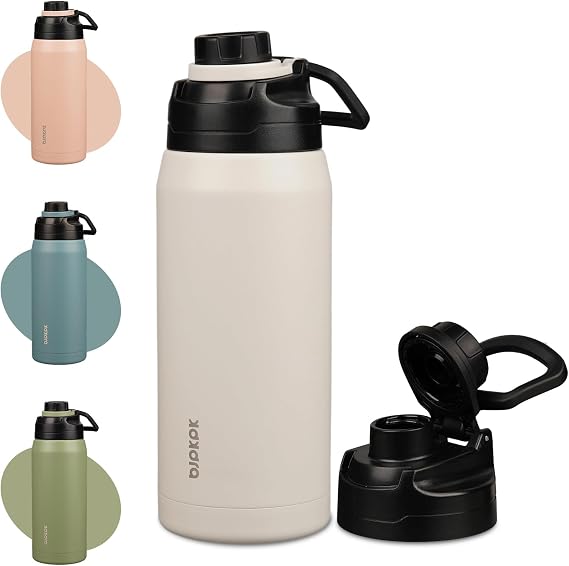 BJPKPK 36 oz Insulated Water Bottle, Leakproof Stainless Steel Jug