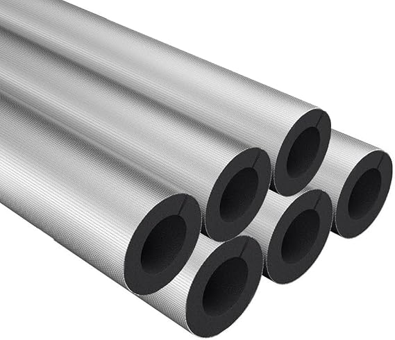 Pipe Insulation Foam Tube - 6 Pcs 1Inch ID Self Adhesive Foam Wrap for AC Unit,Copper Pipe,Outdoor Winter Irrigation, Sprinkler, Spigot Isolation - Each 1.3Ft