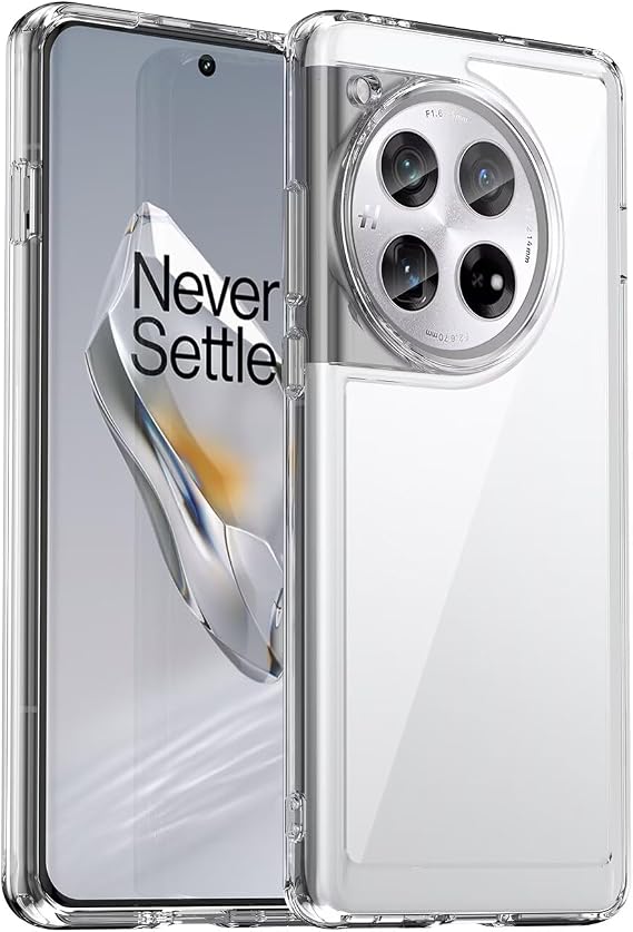 Case for OnePlus 12 Case, PJD110 Case, Anti Yellowing Clear Hard PC Back & Soft TPU Bumper Protective Phone Cover for OnePlus 12 Crystal Clear