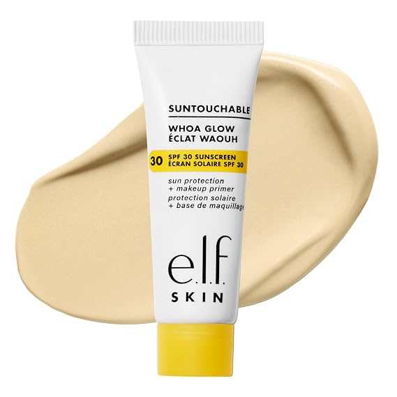 e.l.f. SKIN Suntouchable Whoa Glow SPF 30 Mini, Sunscreen & Makeup Primer For A Glowy Finish, Made With Hyaluronic Acid, Vegan & Cruelty-Free, Sunbeam