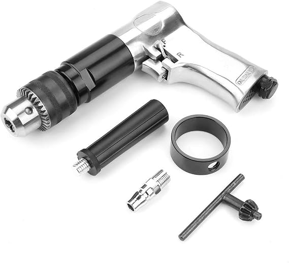 Air Drill 1/2,Pneumatic Air Drill, 900rpm CW/CCW Handle Type Reversible Variable Speed Drilling Tool Engraving Grinder with 360Reversible Handle for Machinery Production, Furniture, Hardware