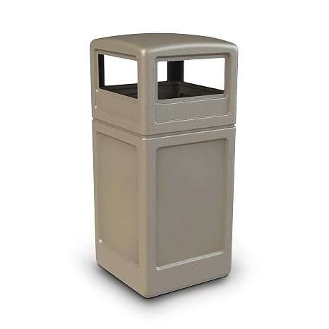 PolyTec 42 Gallon Square Waste Container with Dome Lid Color: Beige