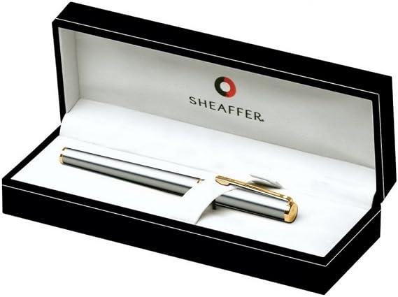 Sheaffer Agio Fountain Pen Brushed Chrome Plate featuring Gold Tone Trim: Fine Nib