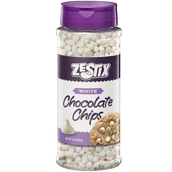 White Chocolate Chips for Baking 10oz Premium Dairy Free Baking Chips in a Convenient Flip Top Bottle Perfect for Cookies, Hot Chocolate, Desserts, Melting & Snacking Zestix White Chocolate Chips