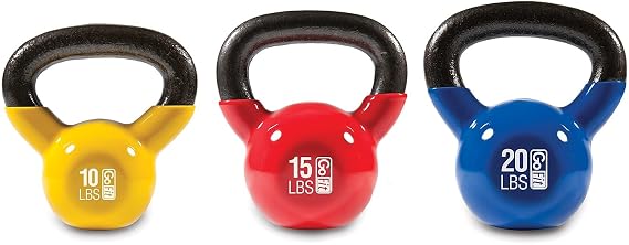 GoFit Ultimate Kettlebell Fit 3-pack - 10-lbs, 15-lbs, 20-lbs