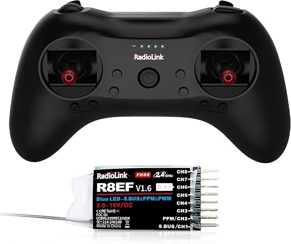 Radiolink T8S 8Ch 2.4GHz RC Pocket Size Portable Transmitter with R8EF Receiver Built-in Rechargeable Battery for Quad/Airplane/Car/Boat and More (Mode 2)