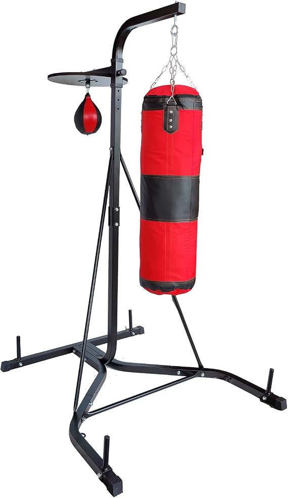 Fkstyle Sandbag Stand for Home Use, Standing 3 Piece Set Stand/Bag/Punching Ball, Adjustable Height, Hanging Type, Includes Suction Cup, Stability, Stress Relief, Boxer Size, Muscle Training, Karate, Martial Arts