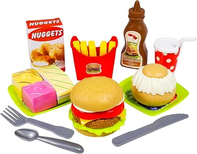 Kids Pretend Play Food Set Fun Picnic Plastic Food Utensils Assorted, Multicolor, Ages 3