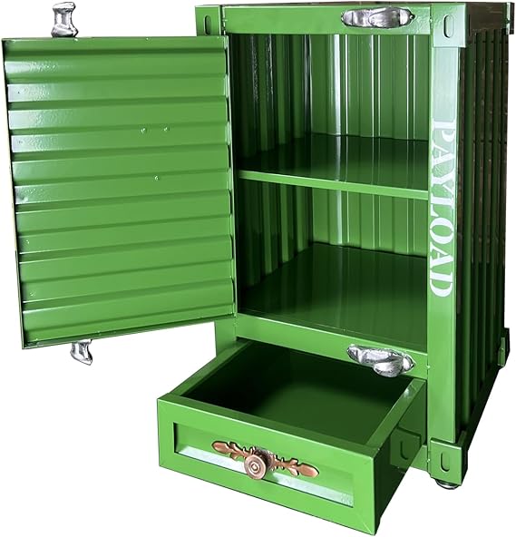 Industrial Container Nightstand Metal Table