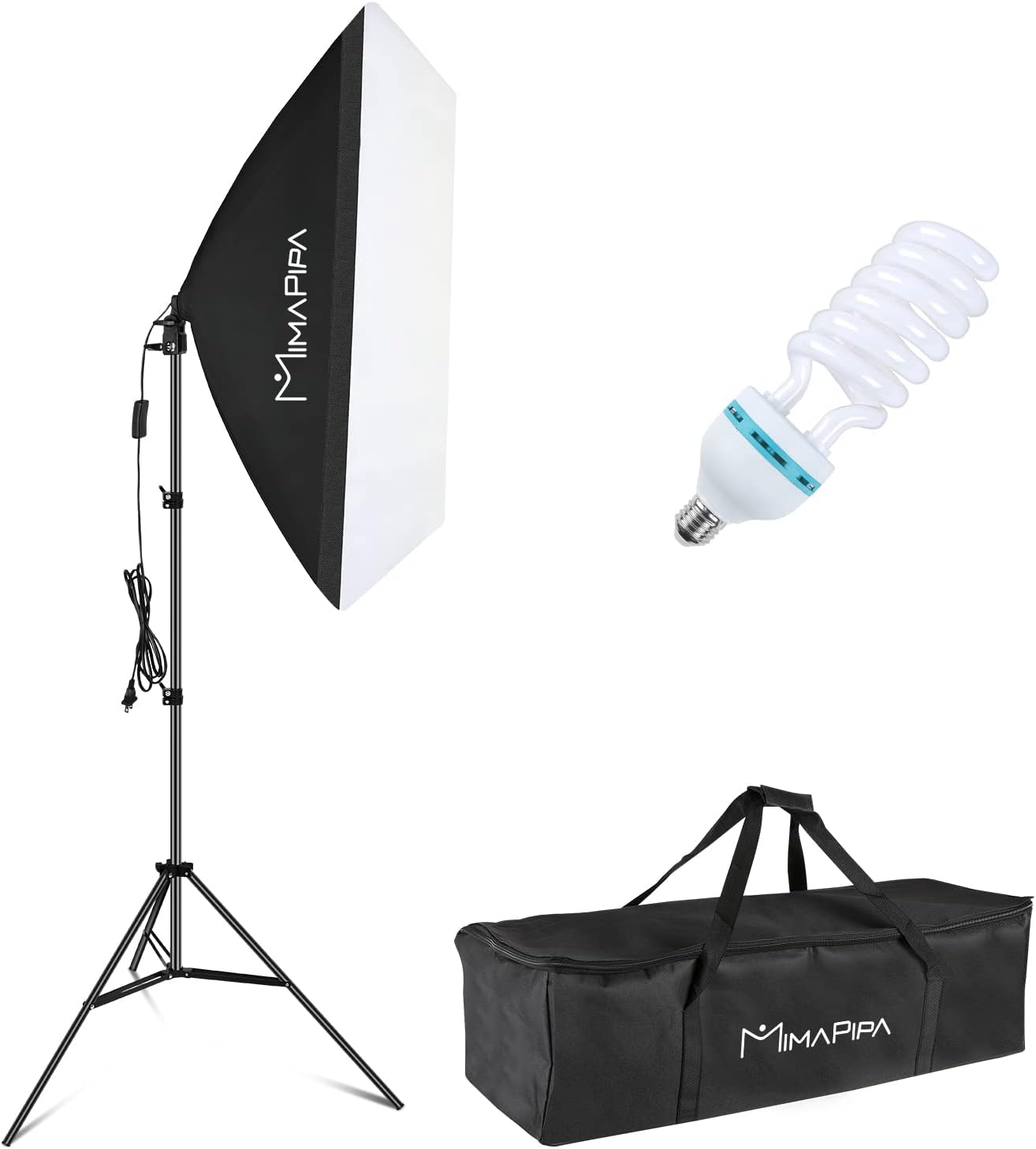 MimaPipa Softbox Lighting Kit 20"X28" Photography Lighting Kit with 2pcs E27 Socket 5500K Bulb Photography Continuous Lighting Kit Photo Studio Light Equipment for Camera Shooting Video Recording