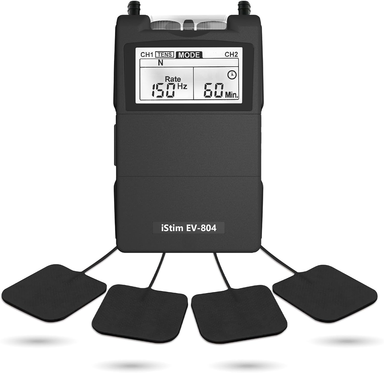 iSTIM EV-804 TENS/EMS 2 Channel Rechargeable Combo Machine Unit - Muscle Stimulator + Back Pain Relief and Management- 7 modes/24 Programs/Backlit (Including Electrodes Pads)