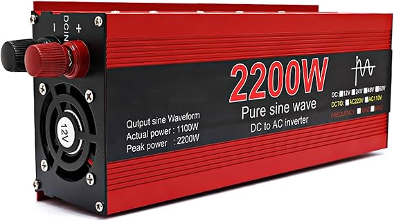 3000W/2200W/1600W/1000W Inverter DC 12V/24V to 110V/220V Pure Sine Wave Voltage Converter Power Car Micro Inverter for Car Home Laptop Truck(Size:24V-220V,Color:2200W)