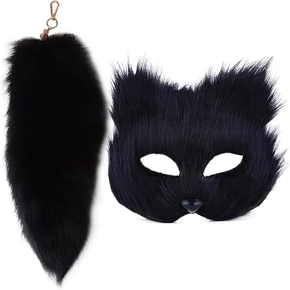 Therian Fox Masquerade Furry Mask And Tail - Halloween Cosplay Masks