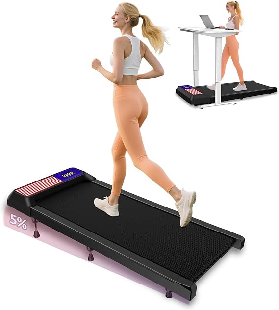 Under Desk Treadmill,Walking Pad with 5% Incline,Treadmills for Home & Office, 2.5HP Portable Treadmill with Remote Control and LED Display