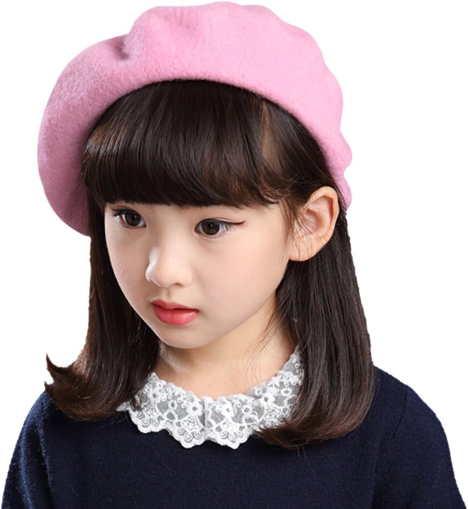 Kids Wool French Beret Hat Flat Cap Winter Warm Beanies Fancy Dress Party Princess Artist Hat Painter Bailey Beret for Girls