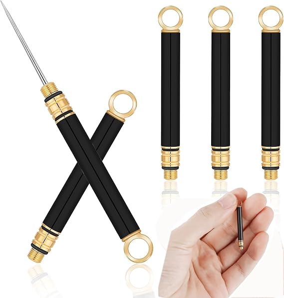 3 PCS Portable Titanium Toothpicks, Metal Toothpick with Protective Holder,Mini Stainless Steel Toothpick, Reusable Toothpicks Fruit Picks for Household Outdoor (Black)
