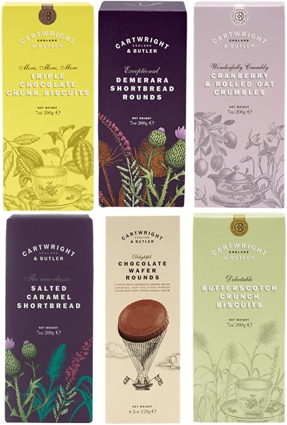 Cartwright & Butler | Biscuit Six Pack Selection | A Variety of our Favourite Biscuits | Includes Triple Choc Chunk, Salted Caramel Shortbread, Butterscotch Crunch and More