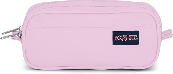 JanSport Large Accessory Pouch – Spacious Zip Organizer for Everyday Essentials, 2.5 L Capacity, 28 x 14 x 9 cm - Pink Ice