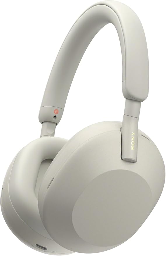 Sony WH-1000XM5 Premium Noise Cancelling Wireless Headphones, Silver | Auto NC Optimizer, Up to 30 Hrs of Battery, Carrying Case, Crystal Clear Calls, Touch Control, Multipoint Connection