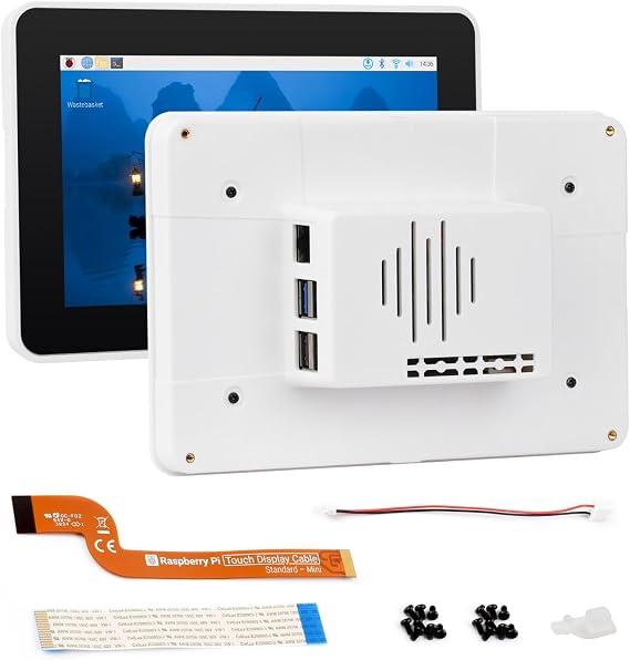 Waveshare Official 7inch Capacitive Touch Display, Compatible with Raspberry Pi, 720 1280, IPS, DSI Interface, 5-Point Touch,  with Protective Case, White