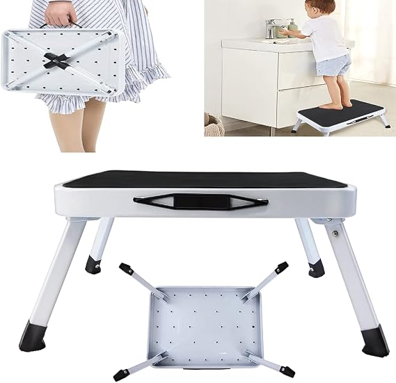 Small Step Stool Folding Step Ladder for Adults,Heavy Duty Caravan Steps with Wide Surface Non-slip Rubber Mat for Outdoor/Camping/Garden,Foldable Step up Max Weight 330lbs