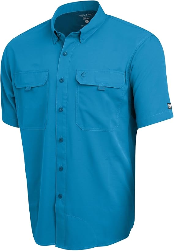 PELAGIC Men's Keys Guide Fishing Shirt, Short Sleeve, UPF 50+ Protection, Ventilated and Lightweight
